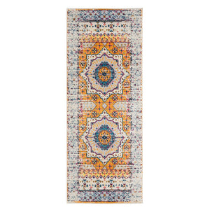 AMER Rugs Manhattan MAN-33 Power-Loomed Medallion Bohemian Area Rug Orange/Ivory 2'6" x 6'