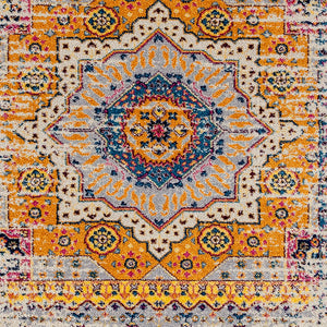 AMER Rugs Manhattan MAN-33 Power-Loomed Medallion Bohemian Area Rug Orange/Ivory 7'9" x 11'