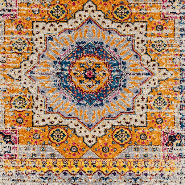 AMER Rugs Manhattan MAN-33 Power-Loomed Medallion Bohemian Area Rug Orange/Ivory 7'9" x 11'