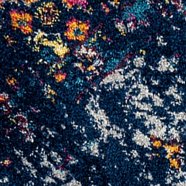 AMER Rugs Manhattan MAN-34 Power-Loomed Medallion Bohemian Area Rug Navy/Orange 7'9" x 11'