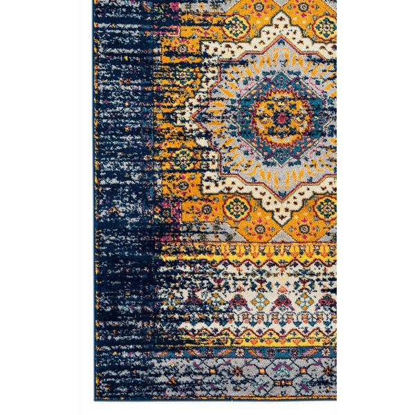 AMER Rugs Manhattan MAN-34 Power-Loomed Medallion Bohemian Area Rug Navy/Orange 7'9" x 11'