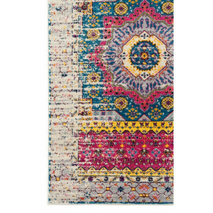 AMER Rugs Manhattan MAN-35 Power-Loomed Medallion Bohemian Area Rug Pink/Ivory 7'9" x 11'