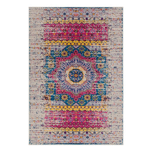 AMER Rugs Manhattan MAN-35 Power-Loomed Medallion Bohemian Area Rug Pink/Ivory 7'9" x 11'