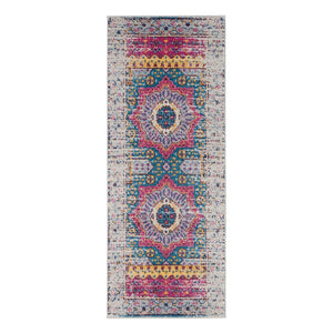 AMER Rugs Manhattan MAN-35 Power-Loomed Medallion Bohemian Area Rug Pink/Ivory 2'6" x 6'