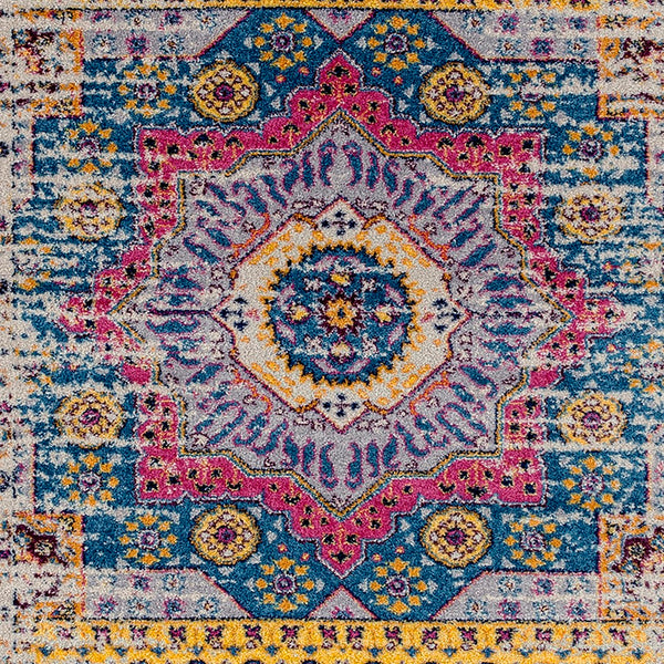 AMER Rugs Manhattan MAN-35 Power-Loomed Medallion Bohemian Area Rug Pink/Ivory 7'9" x 11'