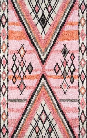 Momeni Margaux MGX-2 Table Tufted Contemporary Geometric Indoor Area Rug Pink 9' x 12' MARGEMGX-2PNK90C0