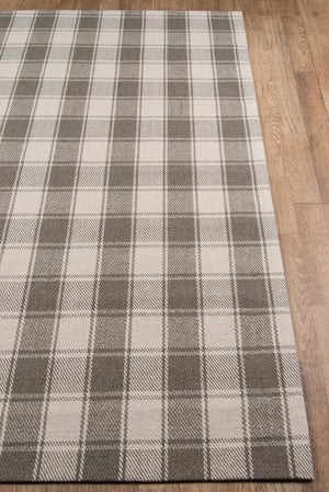 Momeni Erin Gates Marlborough MLB-1 Hand Woven Modern Plaid Indoor Area Rug Grey 8' x 10' MARLBMLB-1GRY80A0