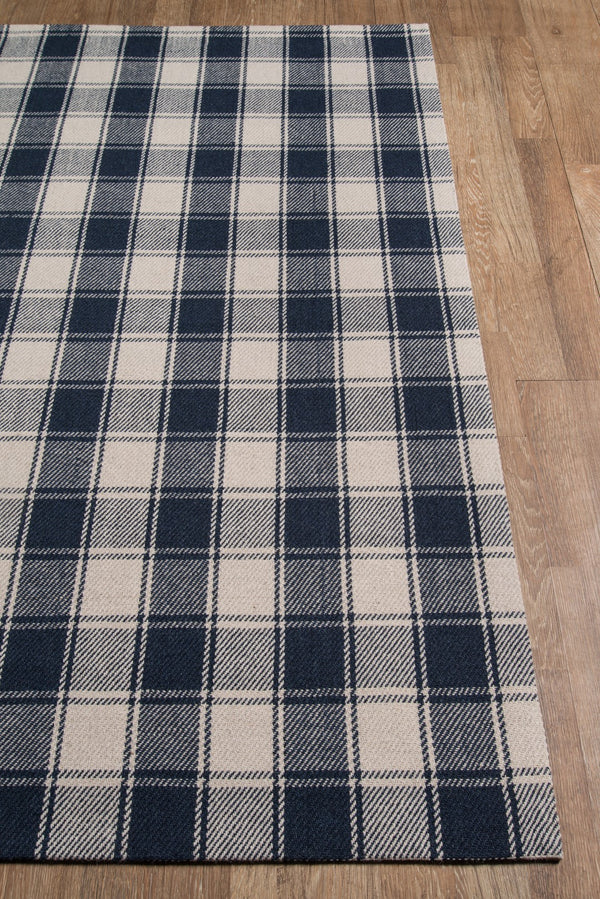Momeni Erin Gates Marlborough MLB-1 Hand Woven Modern Plaid Indoor Area Rug Navy 8' x 10' MARLBMLB-1NVY80A0