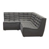 Marshall 3 Piece Corner Modular Sectional w/ Scooped Seat in Grey Fabric