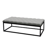 Mateo Black Powder Coat Metal Large Linen Tufted Bench by Diamond Sofa - Grey