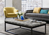 Mateo Black Powder Coat Metal Large Linen Tufted Bench by Diamond Sofa - Grey