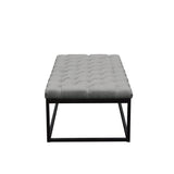 Mateo Black Powder Coat Metal Large Linen Tufted Bench by Diamond Sofa - Grey