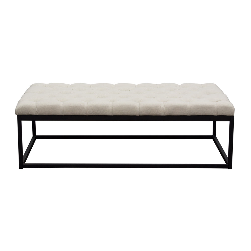 Mateo Black Powder Coat Metal Large Linen Tufted Bench by Diamond Sofa - Desert Sand Linen
