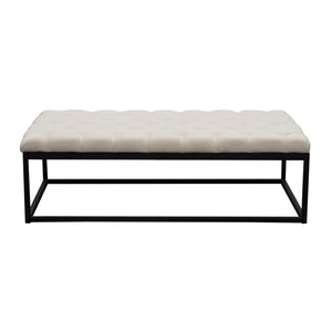 Mateo Black Powder Coat Metal Large Linen Tufted Bench by Diamond Sofa - Desert Sand Linen
