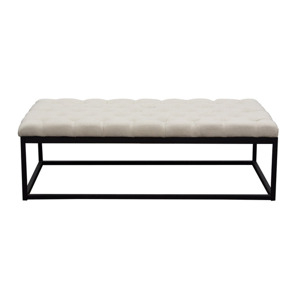 Mateo Black Powder Coat Metal Large Linen Tufted Bench by Diamond Sofa - Desert Sand Linen