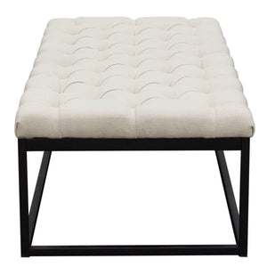 Mateo Black Powder Coat Metal Large Linen Tufted Bench by Diamond Sofa - Desert Sand Linen