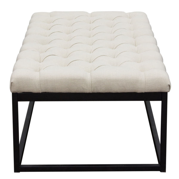 Mateo Black Powder Coat Metal Large Linen Tufted Bench by Diamond Sofa - Desert Sand Linen