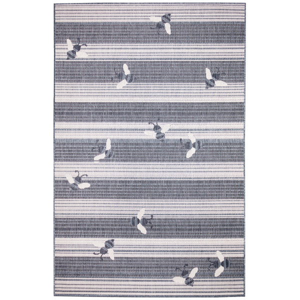 Trans-Ocean Liora Manne Malibu Sweet Bees Casual Indoor/Outdoor Power Loomed 88% Polypropylene/12% Polyester Rug Navy 7'10" x 9'10"