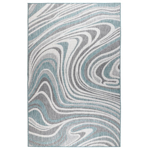 Trans-Ocean Liora Manne Malibu Waves Casual Indoor/Outdoor Power Loomed 88% Polypropylene/12% Polyester Rug Aqua 7'10" x 9'10"