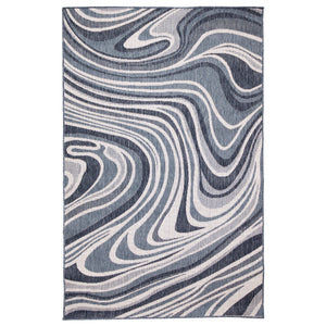 Trans-Ocean Liora Manne Malibu Waves Casual Indoor/Outdoor Power Loomed 88% Polypropylene/12% Polyester Rug Navy 7'10" x 9'10"
