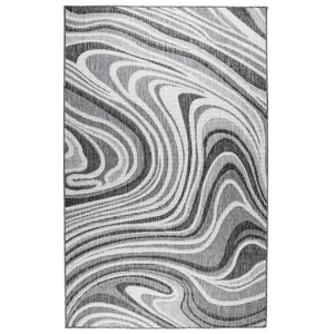 Trans-Ocean Liora Manne Malibu Waves Casual Indoor/Outdoor Power Loomed 88% Polypropylene/12% Polyester Rug Charcoal 7'10" x 9'10"