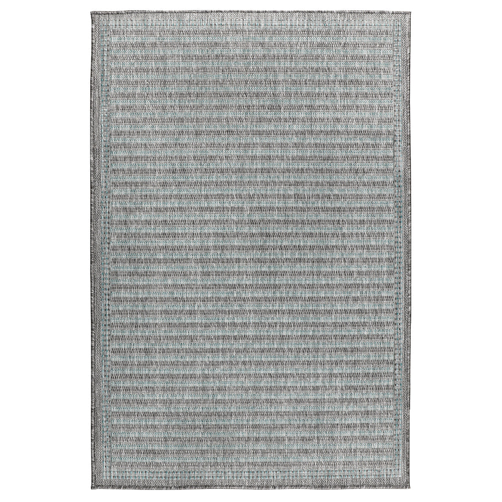 Trans-Ocean Liora Manne Malibu Simple Border Casual Indoor/Outdoor Power Loomed 88% Polypropylene/12% Polyester Rug Aqua 7'10" x 9'10"