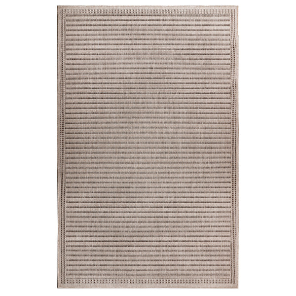 Trans-Ocean Liora Manne Malibu Simple Border Casual Indoor/Outdoor Power Loomed 88% Polypropylene/12% Polyester Rug Neutral 7'10" x 9'10"