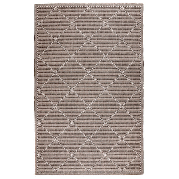 Trans-Ocean Liora Manne Malibu Checker Diamond Casual Indoor/Outdoor Power Loomed 88% Polypropylene/12% Polyester Rug Neutral 7'10" x 9'10"