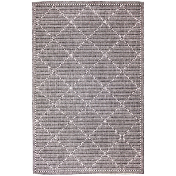 Trans-Ocean Liora Manne Malibu Checker Diamond Casual Indoor/Outdoor Power Loomed 88% Polypropylene/12% Polyester Rug Charcoal 7'10" x 9'10"