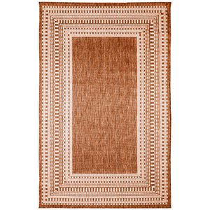 Trans-Ocean Liora Manne Malibu Etched Border Casual Indoor/Outdoor Power Loomed 88% Polypropylene/12% Polyester Rug Clay 7'10" x 9'10"