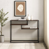 Walker Edison Maya Modern/Contemporary 42" Metal and Wood Tiered Shelf Entry Table MAYL2KDW