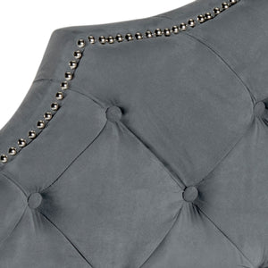 Arebelle Grey Tufted Headboard with Silver Nailhead Trim - Luxurious Boutique Style for Your Bedroom