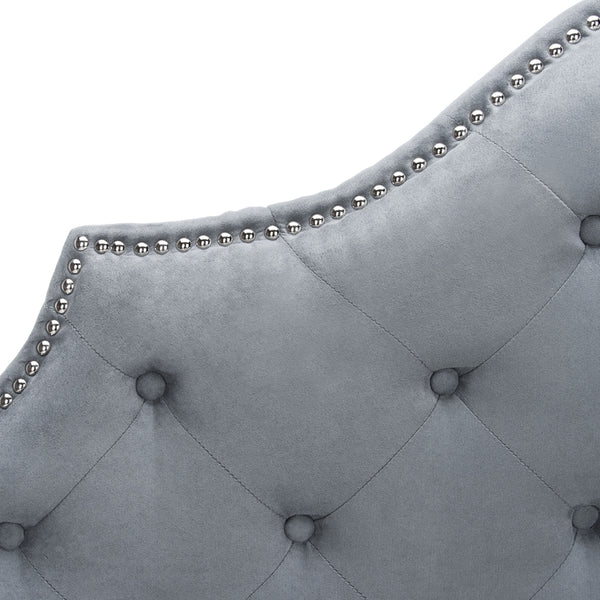 Arebelle Grey Tufted Headboard with Silver Nailhead Trim - Luxurious Boutique Style for Your Bedroom