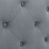 Arebelle Grey Tufted Headboard - Silver Nail Head