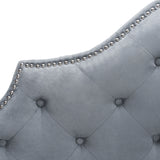 Arebelle Grey Tufted Headboard - Silver Nail Head