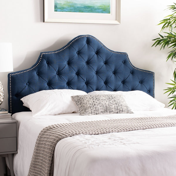 Arebelle Steel Blue Tufted Headboard with Silver Nailhead - Luxurious Design for Elegant Bedrooms