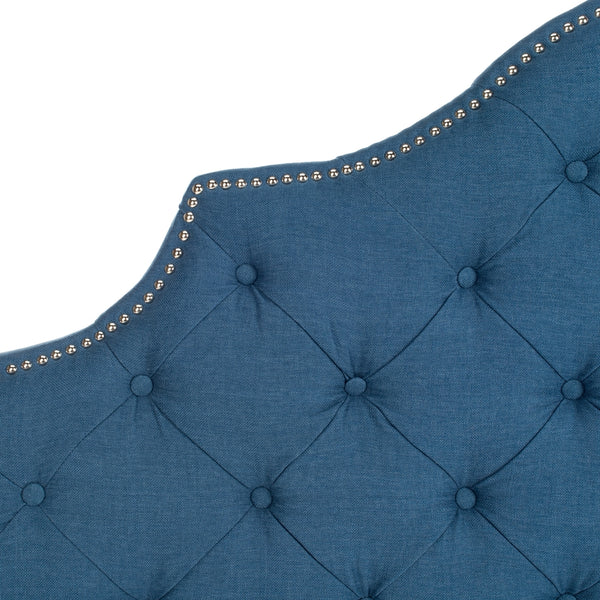 Arebelle Steel Blue Tufted Headboard with Silver Nailhead - Luxurious Design for Elegant Bedrooms