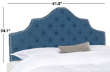 Arebelle Steel Blue Tufted Headboard - Silver Nail Head