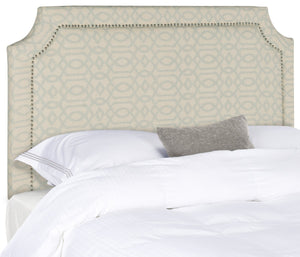 Shayne Artic Grey Headboard with Silver Nailhead - Elegant Upholstered Design for Glamorous Bedrooms