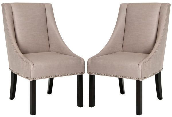Safavieh Morris 20''H Sloping Arm Dining Chair (Set Of 2) Silver Nail Heads MCR4708B-SET2