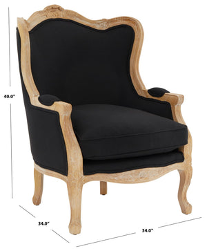 Safavieh Fallon Linen Wing Chair Black Wood / Foam / Fabric  MCR4901B