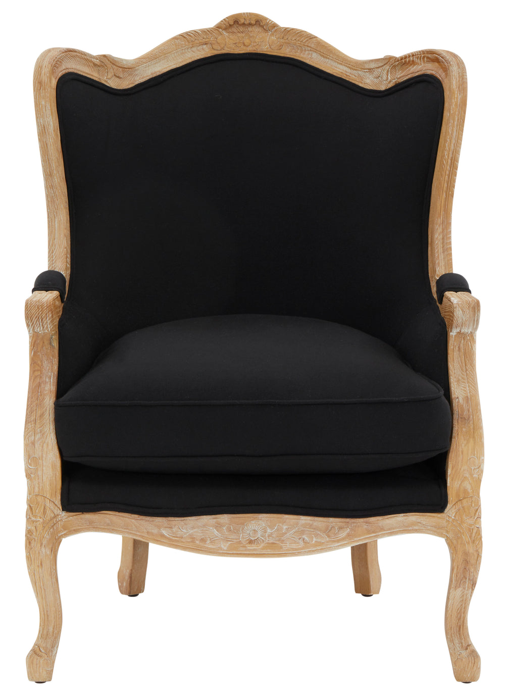 Safavieh Fallon Linen Wing Chair Black Wood / Foam / Fabric  MCR4901B