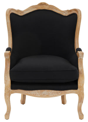 Safavieh Fallon Linen Wing Chair Black Wood / Foam / Fabric  MCR4901B