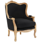 Safavieh Fallon Linen Wing Chair Black Wood / Foam / Fabric  MCR4901B