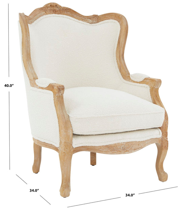 Safavieh Fallon Boucle Wing Chair Ivory Wood / Foam / Fabric  MCR4901C