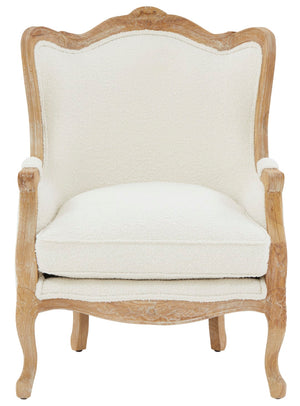 Safavieh Fallon Boucle Wing Chair Ivory Wood / Foam / Fabric  MCR4901C