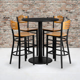 English Elm EE2415 Traditional Commercial Grade Laminate Restaurant Bar Table and Stool Set Black EEV-15849