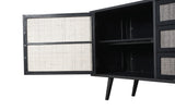 Nordic Mindi Rattan Buffet 2 Doors 3 Drawers in Mindi, Plywood, Recycled Boat Wood, Split Rattan & Iron with Nordic Black Finish