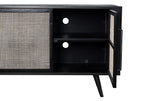 Nordic Mindi Rattan TV Dresser 3 Doors in Mindi, Plywood, Split Rattan & Iron with Nordic Black Finish