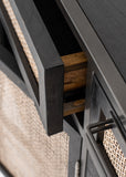 Nordic Mindi Rattan Buffet 5 Doors 3 Drawers in Nordic Black with Mindi, Plywood, Recycled Boat Wood, Split Rattan & Iron